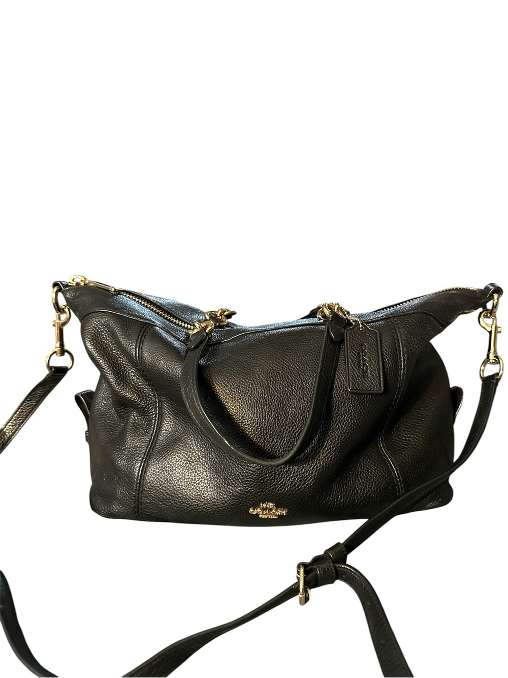 Coach Black Pebbled Leather Hobo with Gold Hardware adj rem strap tag like new